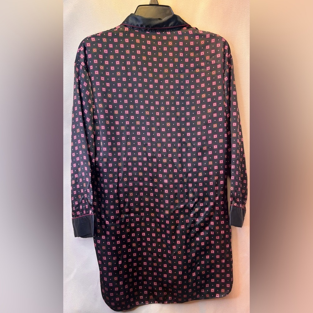 Vintage Victoria's Secret Satin Nightgown Sleep Shirt with Crest Pocket - Picture 2 of 6